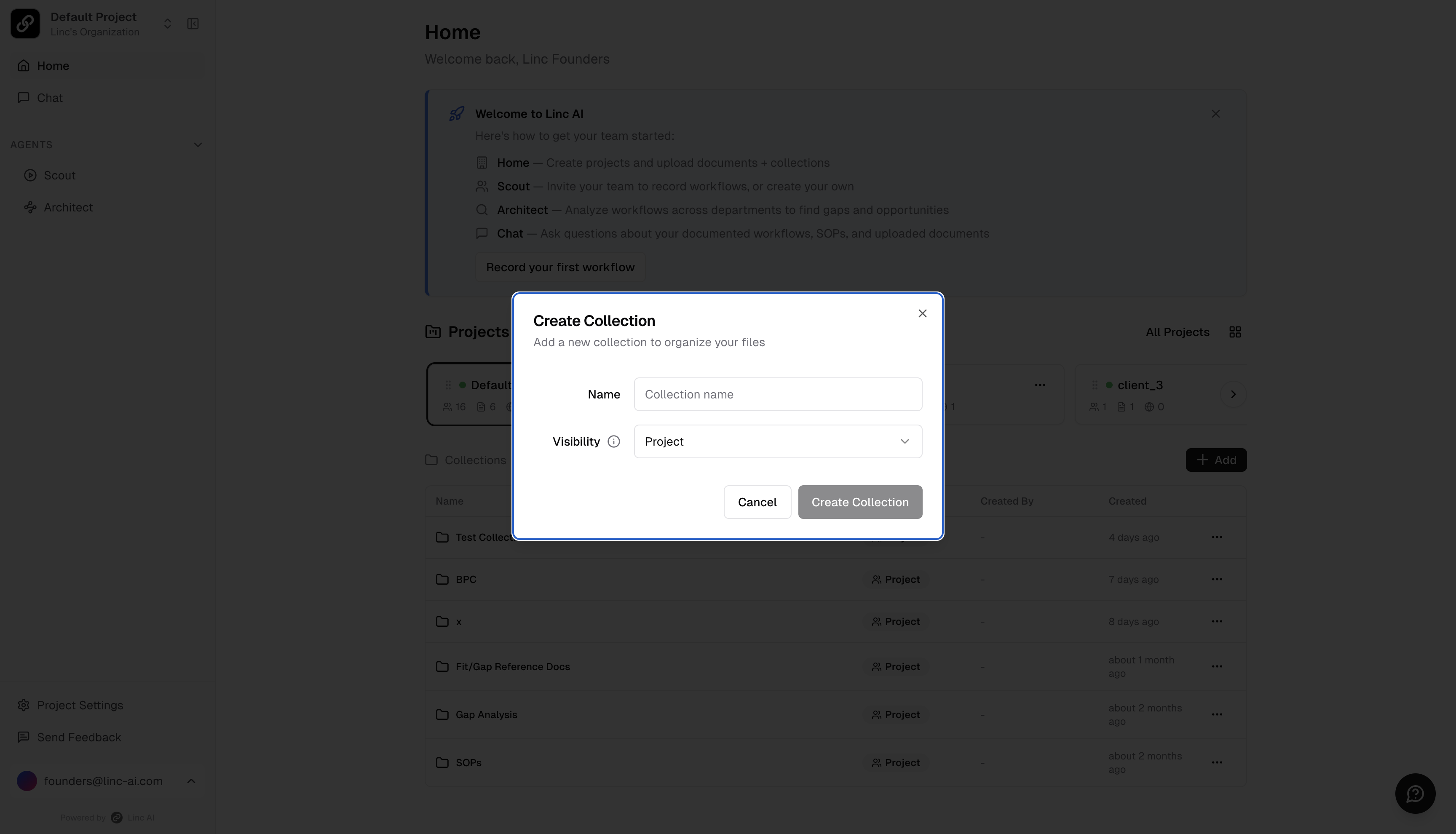 Create Collection modal
