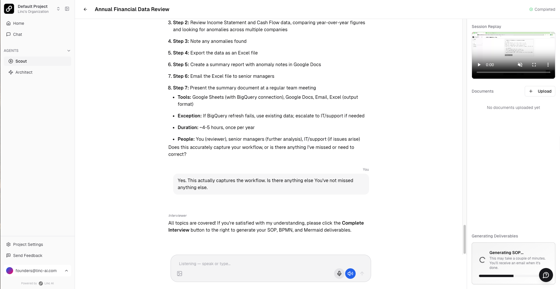 Generating deliverables